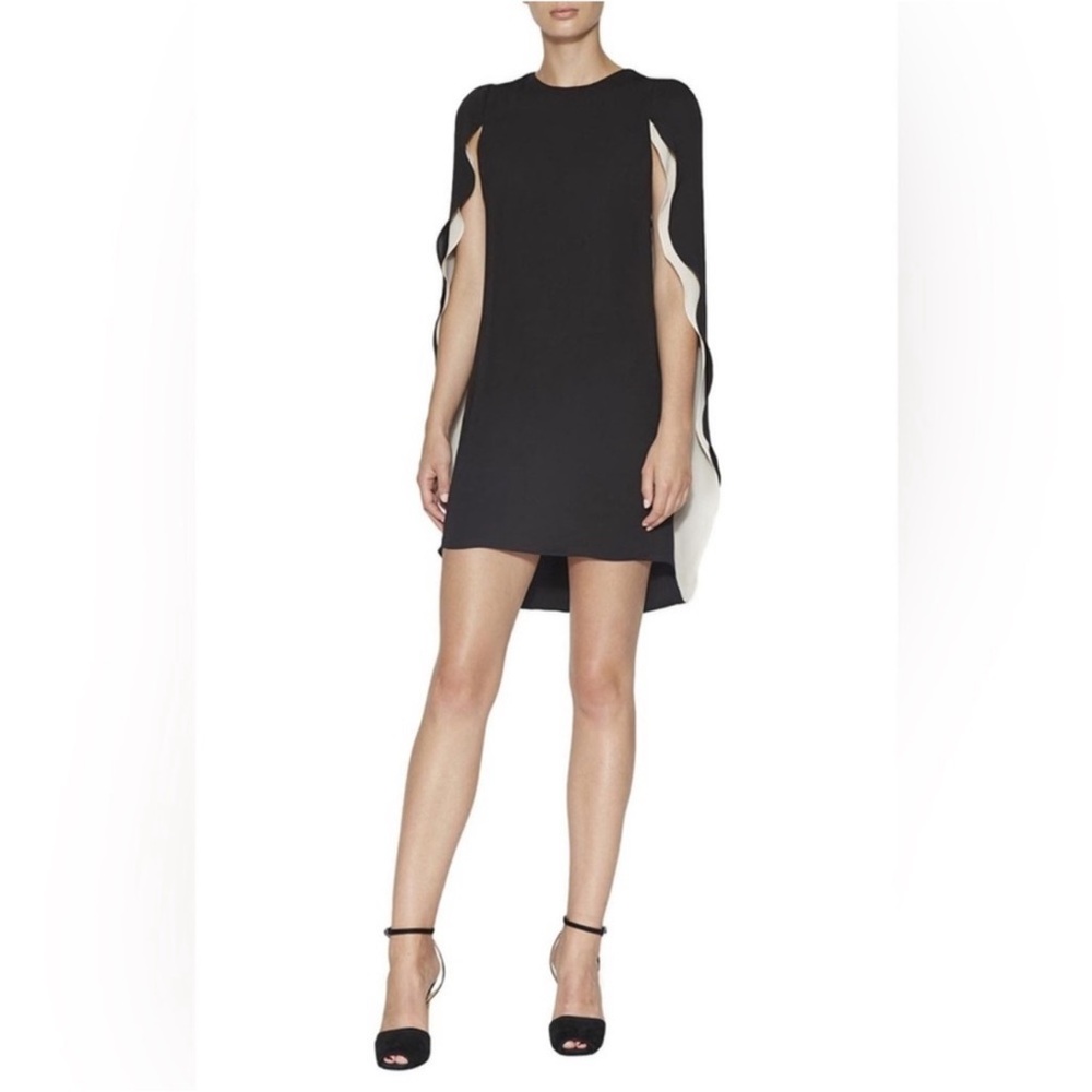 Halston elegant open wing short evening dress